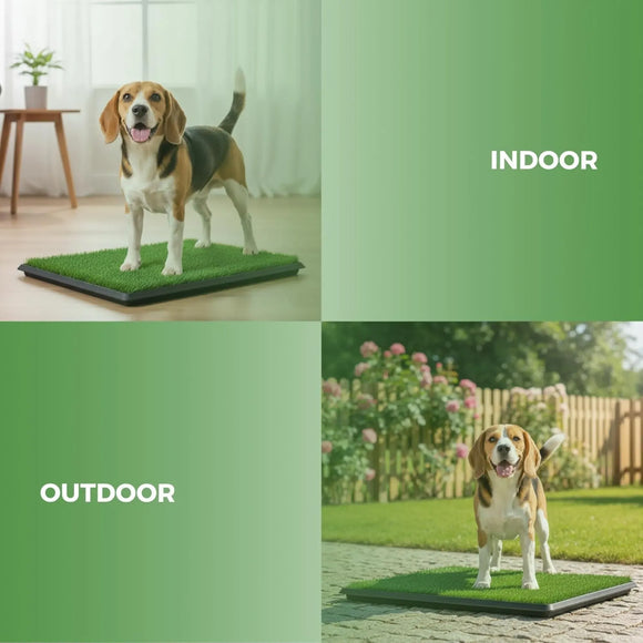 CARLA HOME Dog Grass Pad with Tray - 3-Layer - Outdoor - Puppy Potty Pad Grass