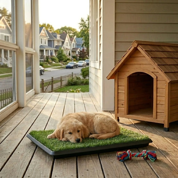 CARLA HOME Dog Grass Pad with Tray - 3-Layer - Outdoor - Puppy Potty Pad Grass