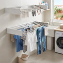 CARLA HOME Wall Mounted Clothes Drying Rack - Foldable - Balcony Folding Clothes - White-2