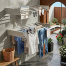 CARLA HOME Wall Mounted Clothes Drying Rack - Foldable - Balcony Folding Clothes - White-9