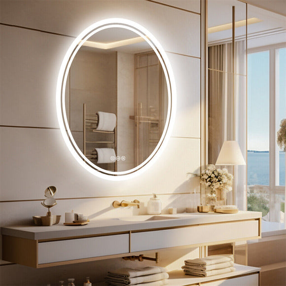 500x700mm LED Bathroom Mirror Oval Dimmable Anti-Fog