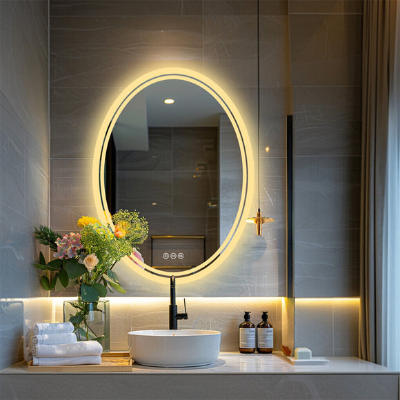500x700mm LED Bathroom Mirror Oval Dimmable Anti-Fog