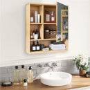 Bamboo Wall Medicine Cabinet Mirror 55.5cm 5 Shelf-7