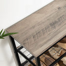 Industrial Design Entryway Shoe Rack with Coat Hooks Organizer (Grey)-3