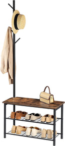 Multifunctional Entryway Coat Rack Shoe Bench for Living Room and Bedroom-2