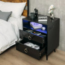 Amelia Modern LED Bedside table with USB and power socket black x 2-2