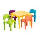 Kids Plastic 5-Piece Table & 4 Chairs Set (Multicoloured)-1