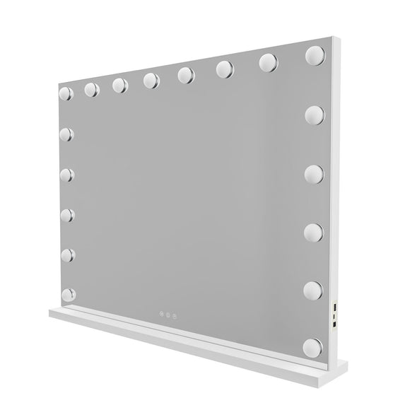 Beauty Mirror with 18 LED Bulbs, Colour Settings, White Frame,  and USB A and C Ports