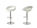 2 Curve Leather Barstools (White) w/ Adjustable Height, 78-99cm-1