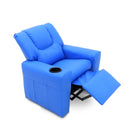 Blue Kids push back recliner chair with cup holder-4