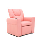 Pink Kids push back recliner chair with cup holder-1