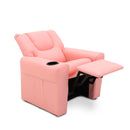 Pink Kids push back recliner chair with cup holder-5