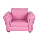 Kids Pink Couch Sofa Chair w/ Footstool in PU Leather-2
