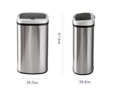 50L Stainless Steel Motion Sensor Rubbish Bin - 0