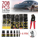 708PCS Car Waterproof Electrical Wire Connectors Plug Terminals Kits 1/2/3/4 Pin-1