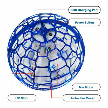 2pcs BLUE Flying Ball Mini Hand UFO Toys Drone Helicopter Hover Quadcopter Kids Toys Gifts - 0