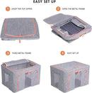 Foldable Storage Box Crushed Steel Frame Clothes Quilt Toys Organizer 60L Random color-4