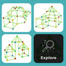 175pcs Kids Construction Fort Building Kit Castles 3D Play House Tent Toy Gift-10