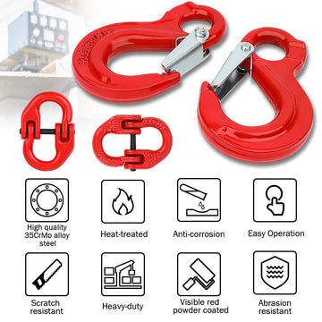 2X 6mm Hammerlock+ Eye Sling Hook Safety Chain Caravan Trailer connecting Extend - 0