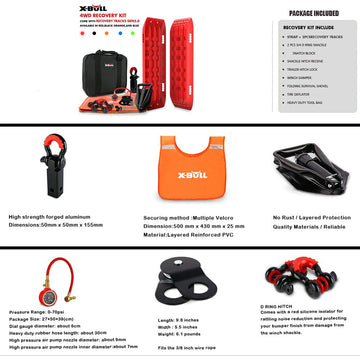 X-BULL Winch Recovery Kit with Recovery Tracks Boards Gen 3.0 Mounting Pins Snatch Strap Off Road 4WD - 0