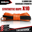 X-BULL Dyneema Synthetic Rope Winch Cable SK75 5.5MM x 13M Car Tow Recovery Strap-1