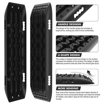 X-BULL Recovery Tracks Sand Track Mud Snow 1 pair Gen 2.0 Accessory 4WD 4X4 - Black - 0