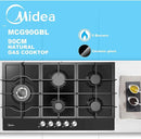 Gas Glass Cooktop 90cm Black-2