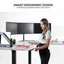 FORTIA 173W x 173W x 75D 3-Motor 120kg Load Adjustable Electric Sit to Stand Up Corner Desk - White/Black Frame-3