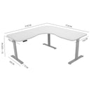FORTIA 173W x 173W x 75D 3-Motor 120kg Load Adjustable Electric Sit to Stand Up Corner Desk - White/Silver Frame-2