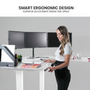 FORTIA 173W x 173W x 75D 3-Motor 120kg Load Adjustable Electric Sit to Stand Up Corner Desk - White/White Frame-3