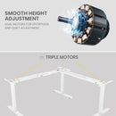 FORTIA 173W x 173W x 75D 3-Motor 120kg Load Adjustable Electric Sit to Stand Up Corner Desk - White/White Frame-6