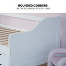 Kingston Slumber Wooden Single Sofa Bed Frame with Storage Drawers - White-8