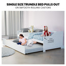 KINGSTON SLUMBER Wooden Single Sofa Bed Frame with Trundle Underbed - White-5