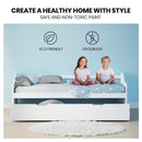 KINGSTON SLUMBER Wooden Single Sofa Bed Frame with Trundle Underbed - White-7