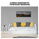 KINGSTON SLUMBER Wooden Single Sofa Bed Frame with Trundle Underbed - White-8