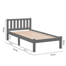 Kingston Slumber King Single Wooden Timber Bed Frame, Grey-8