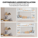 KINGSTON SLUMBER Single Bunk Bed Frame, Solid Pine 2-in-1 Modular Design, White-8