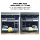 Kingston Slumber Single Bunk Bed Frame Solid Pine Wood Timber, Modular Design, Grey-8