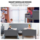 KINGSTON SLUMBER Single Bunk Bed Frame, Solid Pine 2-in-1 Modular Design Convert to 2 Single Beds, Grey-8