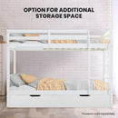 Kingston Slumber Single Bunk Bed Frame Solid Pine Wood Timber, Modular Design, White-6