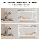 Kingston Slumber Single Bunk Bed Frame Solid Pine Wood Timber, Modular Design, White-8