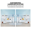 KINGSTON SLUMBER Wooden Kids Single Loft Bed Frame with Pull Out Desk, Storage Drawers - White-9