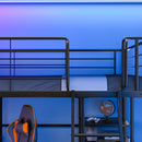 Gaming Loft Bed with Desk and Storage Cabinet, Steel Metal Frame, Space Saving Design, for Single Mattress, Matte Dark Grey-5