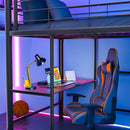 Gaming Loft Bed with Desk and Storage Cabinet, Steel Metal Frame, Space Saving Design, for Single Mattress, Matte Dark Grey-6