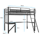Gaming Loft Bed with Desk, Gridwall, Steel Metal Frame, Space Saving Design, for Single Mattress, Matte Dark Grey-8