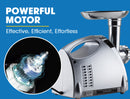 EUROCHEF Electric Meat Grinder, Stainless Steel Mincer Sausage Filler Kibbe Maker, Silver-9