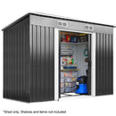PlantCraft Galvanised Steel Garden Shed 2.38 x 1.31 x 1.82m, with 2 Sliding Doors, 2 Air Vents, Skillion Roof, Floor Frame-1