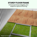 PlantCraft Galvanised Steel Garden Shed 2.38 x 1.31 x 1.82m, with 2 Sliding Doors, 2 Air Vents, Skillion Roof, Floor Frame-8