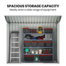 PlantCraft Galvanised Steel Garden Shed 2.38 x 1.31 x 1.82m, with 2 Sliding Doors, 2 Air Vents, Skillion Roof, Floor Frame-9