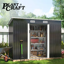 PlantCraft Galvanised Steel Garden Shed 2.38 x 1.31 x 1.82m, with 2 Sliding Doors, 2 Air Vents, Skillion Roof, Floor Frame-10